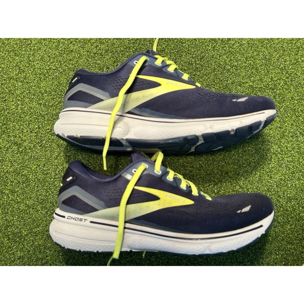 Brooks Ghost 15 Mens Size 11 Wide 2E Running Shoes Navy Neon Arch Support Insole